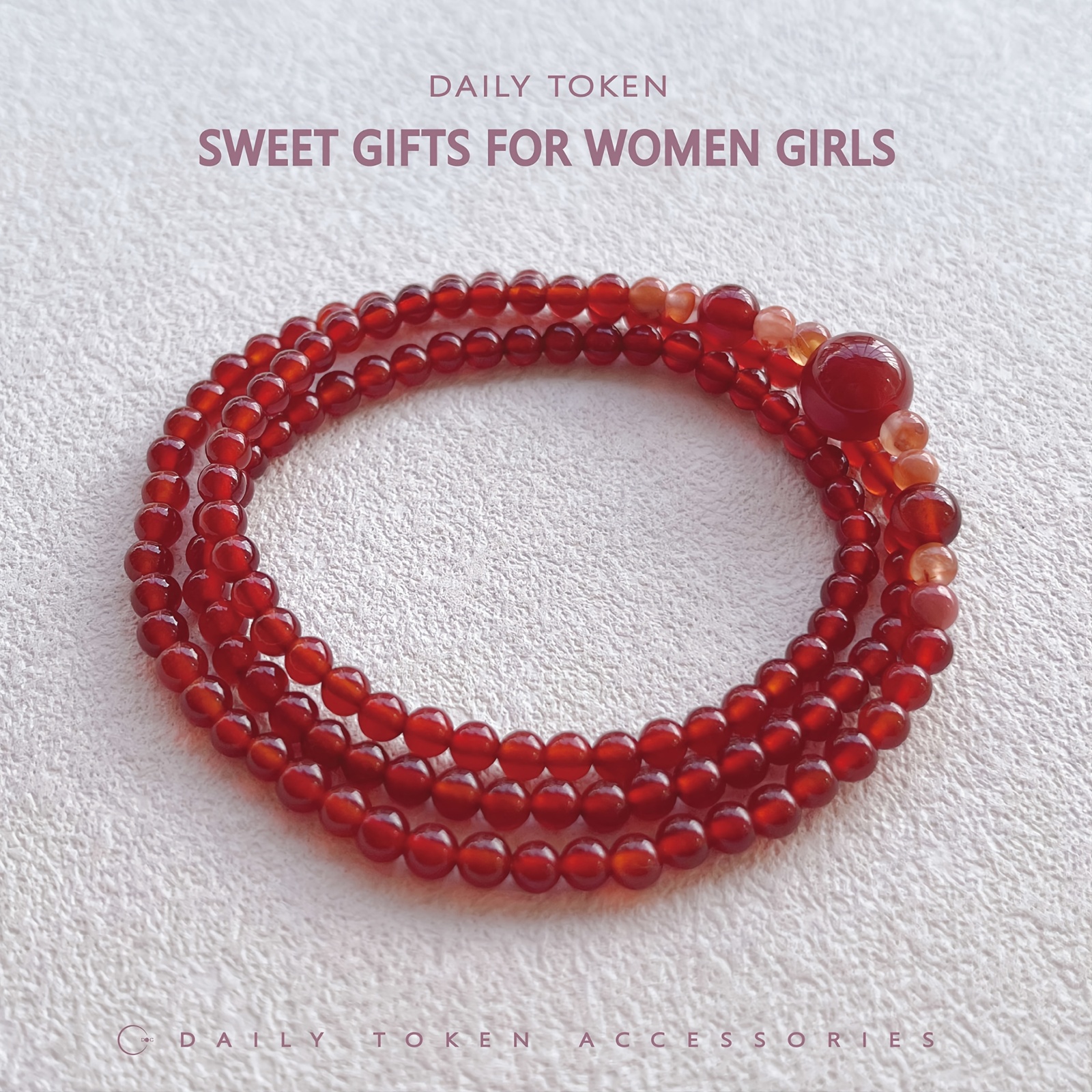 4mm Natural Two-Tone Multi-Loop Red Agate Bracelet